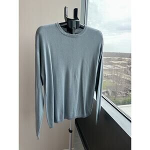 August Silk Light Blue Tight-Knit Silk Cashmere Pullover Sweater Men's L